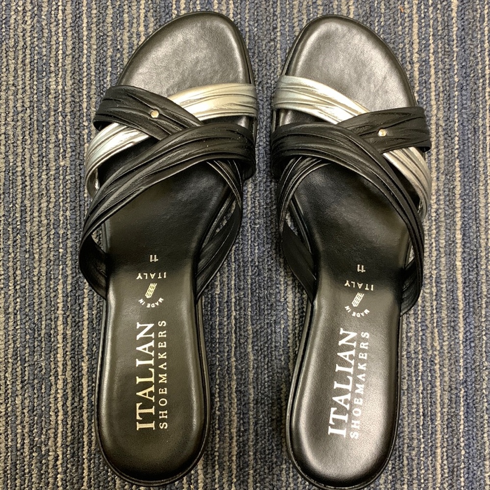 Italian Shoemakers Sandals black with silver